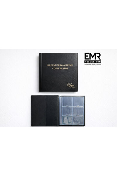 Para Albümü, Küçük Boy, Kapamalı Paralar Için 72 Gözlü 12 Sayfalı - Siyah Renk
