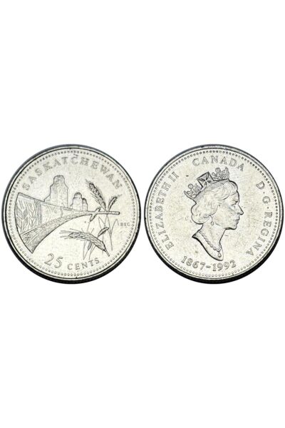 Kanada 1992 Yılı Saskatchewan Hatıra 25 Cent Koleksiyon Para