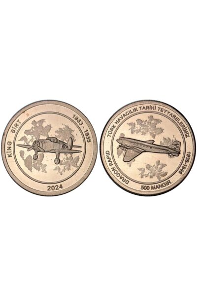 Türkiye 2024 Yılı Türk Havacılık Tarihi Teyyarelerimiz 500 Mangır Bakır Kaplama Madalyon