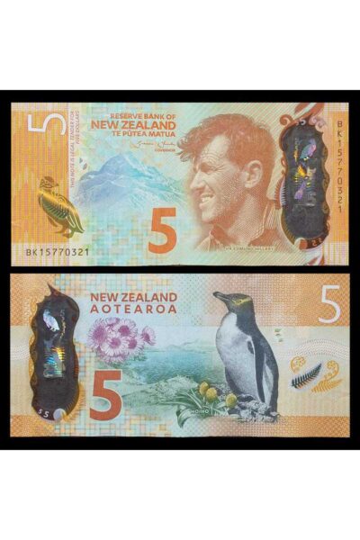 Yeni Zelanda 2015 Yılı 5 Dolar Polimer Yabancı Kağıt Para Çil ( UNC ) Koleksiyon Para