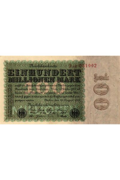 Almanya 1923 Yılı 100 Mark Yabancı Kağıt Para Çil ( UNC ) Koleksiyon Para