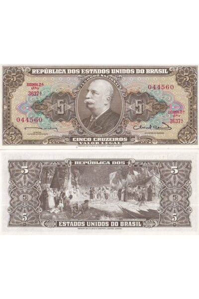Brezilya 5 Cruzeiros Yabancı Kağıt Para Çil ( UNC ) Koleksiyon Para
