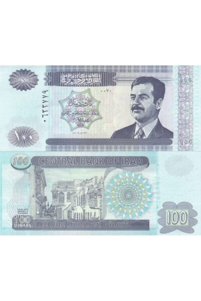 Irak 2002 Yılı Saddam Hüseyin 100 Dinar Yabancı Kağıt Para Çil ( UNC ) Koleksiyon Para