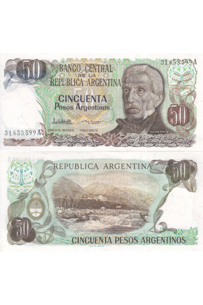 Arjantin 1985 Yılı 50 Pesos Kağıt Para Çil ( Unc ) Koleksiyon Para