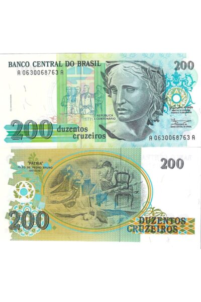 Brezilya 200 Cruzeiros Yabancı Kağıt Para Çil (UNC) Koleksiyon Para