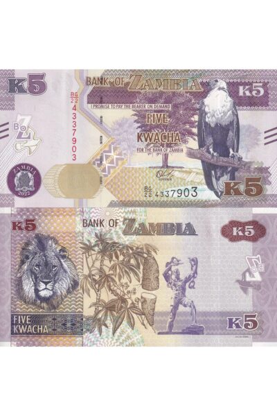 Zambiya 2018 Yılı 5 Kwacha Kağıt Para Çil ( Unc ) Koleksiyon Para
