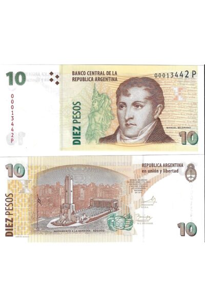 Arjantin 10 Pesos Çil (Unc) Koleksiyon Para