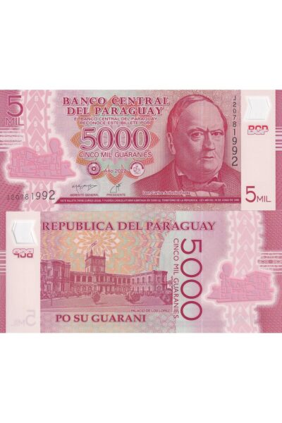 Paraguay 2022 Yılı 5000 Guaranies Polimer Kağıt Para Çil ( Unc ) Koleksiyon Para
